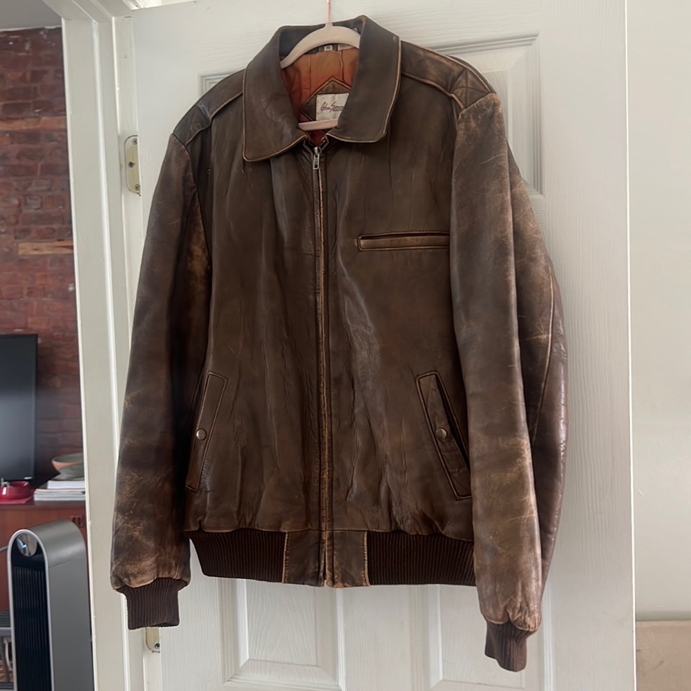 Brown leather jacket -Adam spencer